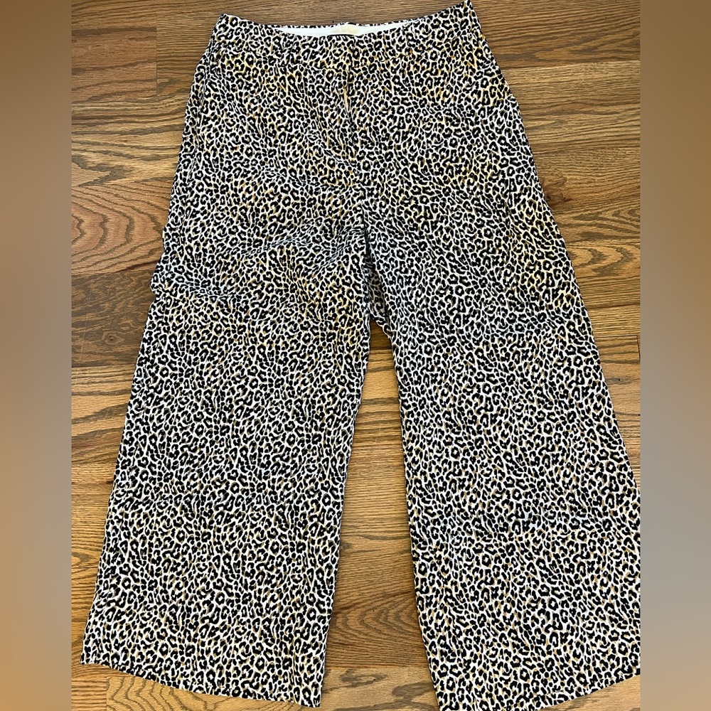 J crew Leopard print wide leg pants
